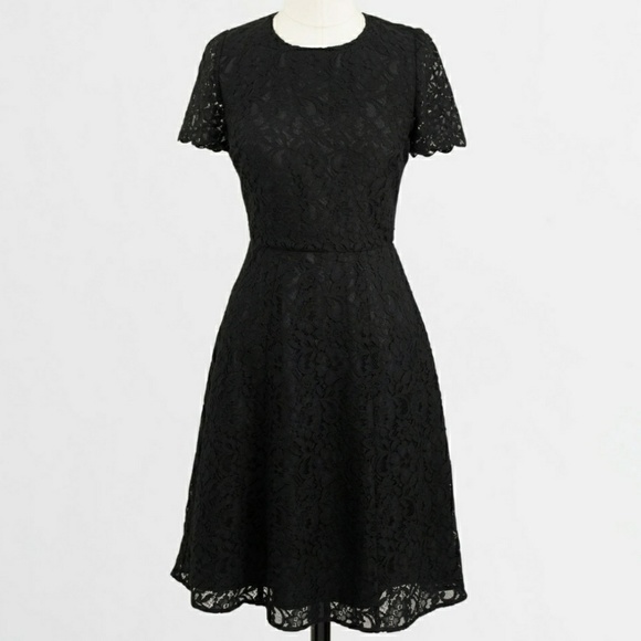 J. Crew Dresses & Skirts - Black Shortsleeve Lace Flared Skirt Dress